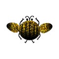 Black and gold glitter bug beetle, celestial vector fairy insect golden illustration