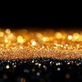 A black and gold glittery background with a black background Royalty Free Stock Photo