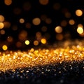 A black and gold glittery background with bokeh lights Royalty Free Stock Photo