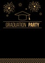 Black and gold graduation celebration party invitation card