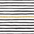 Black and gold hand drawn vector seamless brush stripes pattern.