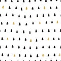 Black and gold hand drawn vector seamless long triangles pattern