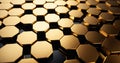 Black and gold hexagon background. 3d rendering, 3d illustration Royalty Free Stock Photo