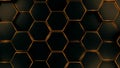 Black and gold hexagon template background