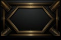 a black and gold hexagonal frame on a black background