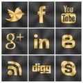 Black and gold icons Social set