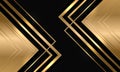 Black and gold luxury abstract background with golden arrows. Dark modern royal banner with golden luminous lines.