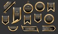 black gold luxury premium quality label badges on grey background vector Royalty Free Stock Photo