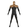 Black gold mannequin stands with legs and arms wide apart on isolated background. Front view. 3d rendering