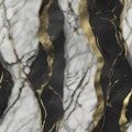 Black and gold marble background. Marble illustration. AI-Generated. Royalty Free Stock Photo