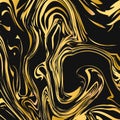 Black and gold marble texture abstract background. Liquid flow effect backdrop. Watercolor stains painting. Marbling surface