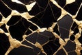 a black and gold marble wall with a black background and gold foiling on it\'s surface