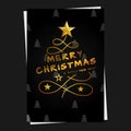 Black and gold merry christmas and happy new year greeting card template design Royalty Free Stock Photo