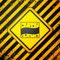 Black Gold mine icon isolated on yellow background. Warning sign. Vector Royalty Free Stock Photo