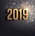 Black and gold New Year 2019 Greeting card Royalty Free Stock Photo