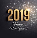 Black and gold New Year 2019 Greeting card Royalty Free Stock Photo