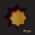 Black Gold Origami Mosque Star Window Ramadan Kareem Greeting card Royalty Free Stock Photo