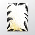 Black and gold palm trees on white background. Exotic leaves.Summer placard poster flyer invitation card