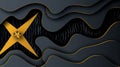 black and gold paper wave pattern with a star pattern inside, creating a visually appealing abstract design Royalty Free Stock Photo