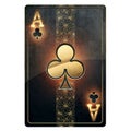 Black gold playing card for poker Ace Clubs isolated on white background. Design template. Casino concept, gambling, header for Royalty Free Stock Photo