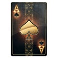 Black gold playing card for poker ace heart isolated on white background. Design template. Casino concept, gambling, header for Royalty Free Stock Photo