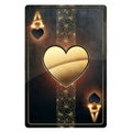 Black gold playing card for poker Ace of Spades isolated on white background. Design template. Casino concept, gambling, header Royalty Free Stock Photo