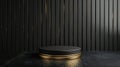 Black and Gold Podium on Empty Stage Royalty Free Stock Photo