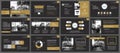 Black gold presentation templates and infographics elements background. Use for business annual report, flyer, corporate marketing Royalty Free Stock Photo