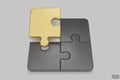 Black and gold Puzzle pieces icon isolated on white background. Colorful jigsaw puzzle cube, strategy jigsaw business, and Royalty Free Stock Photo