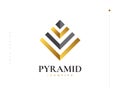 Black and Gold Pyramid Logo Design. Abstract Luxury Triangle Logo