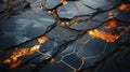 A black and gold rock with orange veins