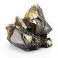 Intriguingly Taboo: Black And Gold Pyrite Stone On White Background