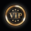 Black gold round vip royal luxury seal on red background