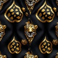 Abstract luxury black and gold seamless print with leopard motif illustration Royalty Free Stock Photo