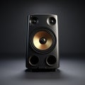Cute 3d Stereo Speaker With Gold Cone On Black Background Royalty Free Stock Photo