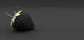 Black and gold Strawberry on black background 3d render