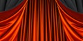 black and Gold theater curtain classic background. Gold silk stage curtain