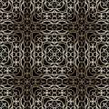 Black and gold vector vintage seamless pattern. Line art ornamental arabesque background. Elegant ethnic repeat backdrop Royalty Free Stock Photo