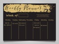 Black and gold weekly planner template Royalty Free Stock Photo