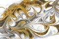 Black, gold and white marbling background. Unique artwork texture. Marble pattern imitation. Stock illustration. Royalty Free Stock Photo