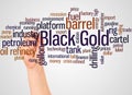 Black Gold word cloud and hand with marker concept Royalty Free Stock Photo