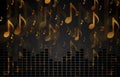 Black and golden abstract music background