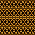 Black and golden braided rope celtic knots seamless pattern, vector