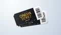 Black and golden cinema tickets on white background Royalty Free Stock Photo