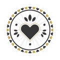 Black and golden circle heart border with hearts pattern border icon