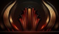 Black Golden Curtain Stage Award Background. Trophy on Red Carpet Luxury Background. Generative ai