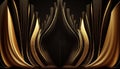 Black Golden Curtain Stage Award Background. Trophy on Red Carpet Luxury Background. Generative ai