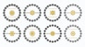 Black and golden cute floral decorative circle and round emblems icons set on white - Group 2