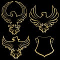 black golden eagle emblem crest tattoo pack collection1 Royalty Free Stock Photo