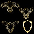 black golden eagle emblem crest tattoo pack collection Royalty Free Stock Photo
